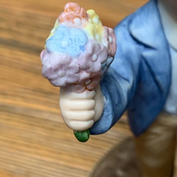 Lenox Boy Figurine Monday’s Child with Blue Jacket and Pastel Bouquet - Picture 7 of 13